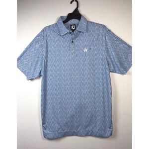 FootJoy Golf Polo Mens Small Blue Excellent Short Sleeve Geometric Pattern
